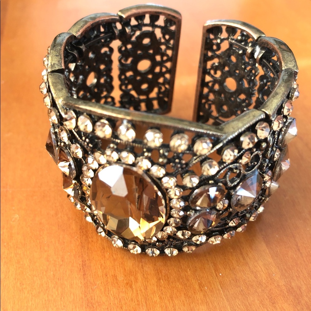 Rhinestone large wide cuff bracelet